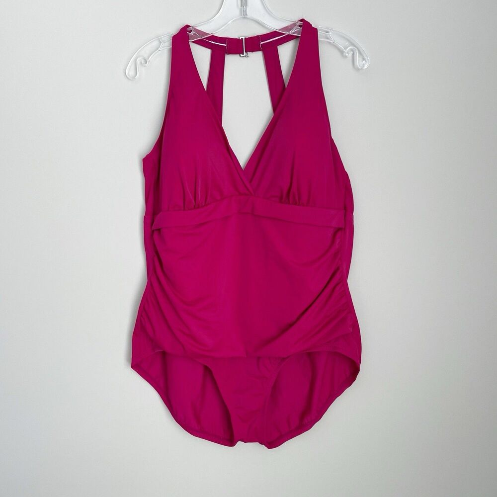 jantzen Plus Size 20W One Piece Swim Suit V Neck Strappy Back New NWT